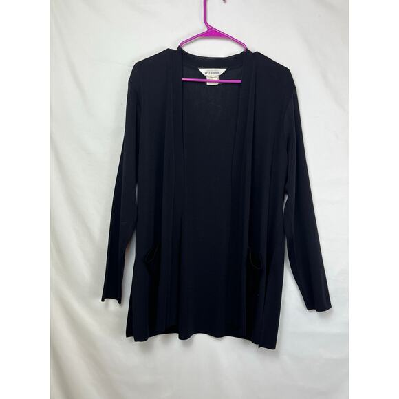 Misook Women's Size Large Black Lightweight Long Sleeve Open Front Cardigan - Picture 1 of 6
